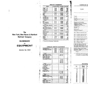 NYNH&H 1932-01-01 Summary of Equipment NYNH&H 1932-01-01 Summary of Equipment
