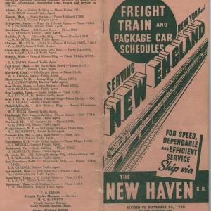 Freight Train & Package Car Schedules