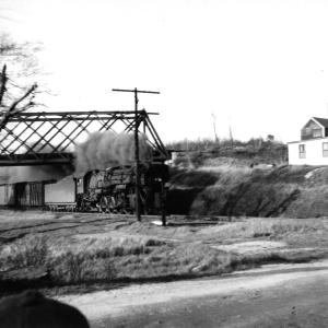 R-3-A Class 4-8-2 #3556 Under B&A Webster Branch Bridge In Webster, MA.