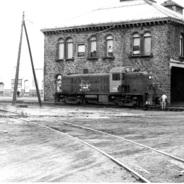 DER-2b #0502 (RS-2) at Taunton Station, Taunton, MA.  McGinnis Scheme, 1960's