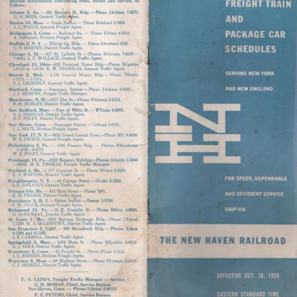 Freight Train & Package Car Schedules
