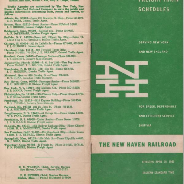 Freight Train & Package Car Schedules