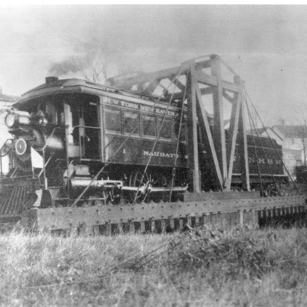 NYNH&H RR Inspection Steam engine #1 Naugatuck being turned on the Southbridge, MA turntable.