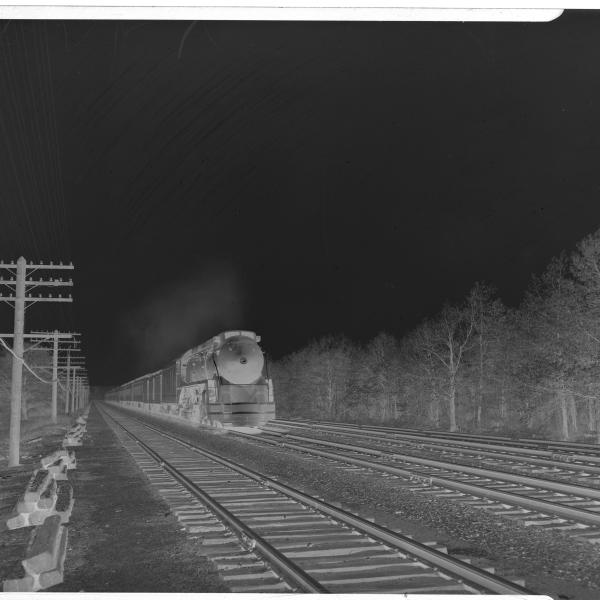 Extra passenger East at Miners Lane near New London.  Engineer's side 3/4 view.