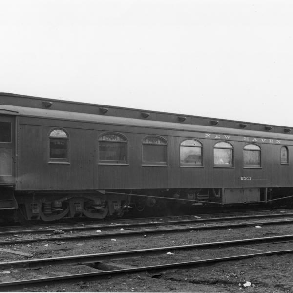 New Haven Wood Sheath Diner - truss rod underframe at Pittsfield, MA - 2/21/1937