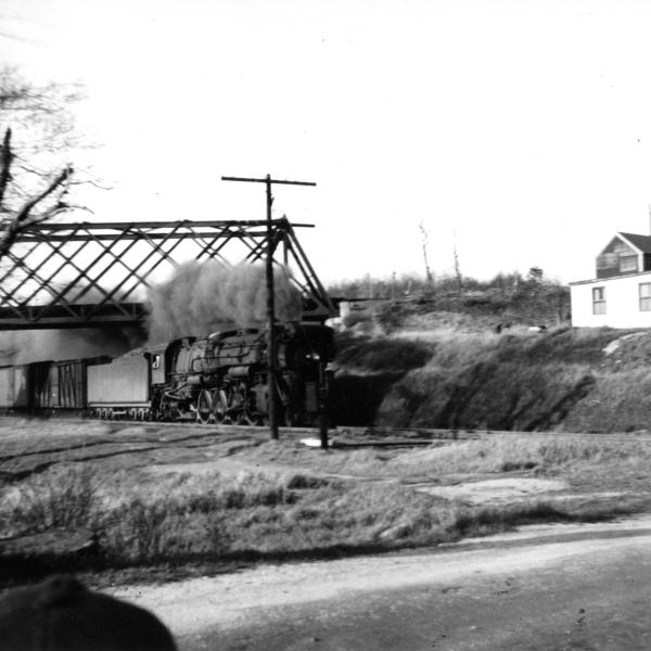 R-3-A Class 4-8-2 #3556 Under B&A Webster Branch Bridge In Webster, MA.